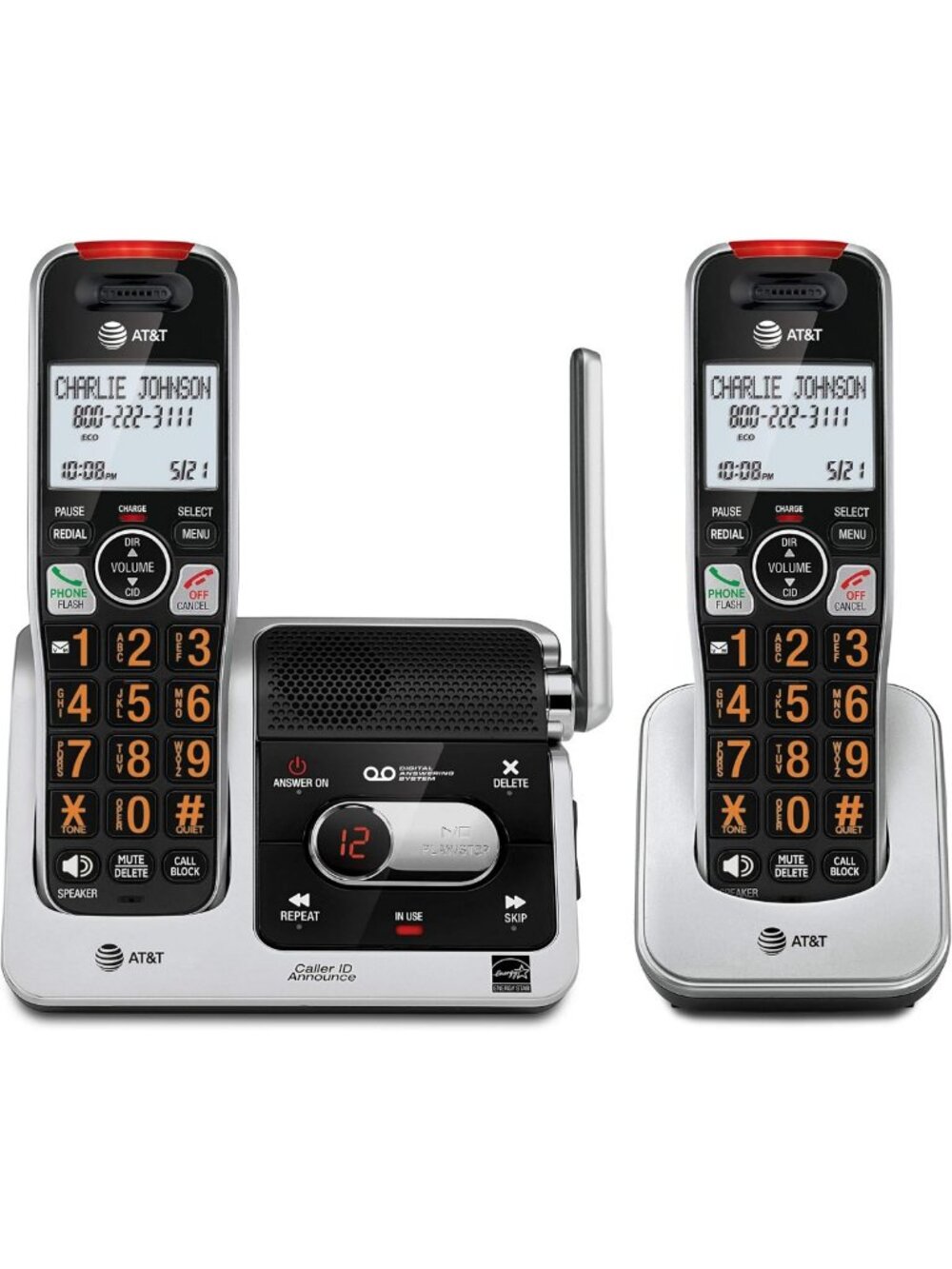 Cordless Phone System with 2 Handsets, Answering Machine, Call Blocking